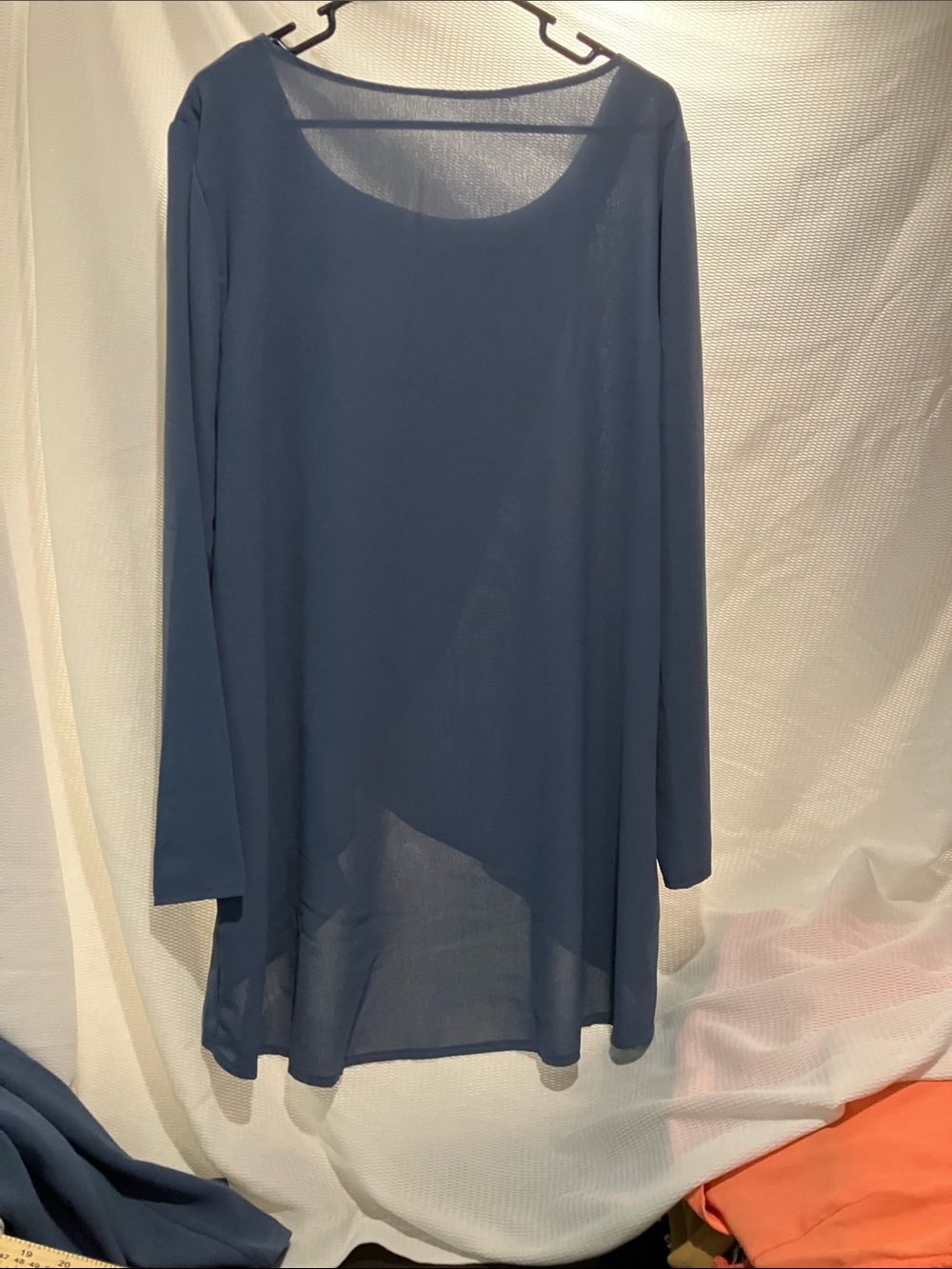 Flowing Layered Chiffon Trousers Set - Dusty Blue - Picture 9 of 16